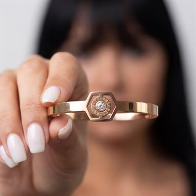 316l Çelik Rose Zirkon Tek Taşlı Spor Kelepçe