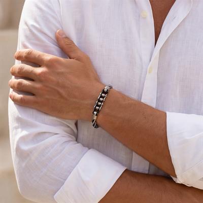 316L Çelik Siyah Erkek Bileklik EBLK-338