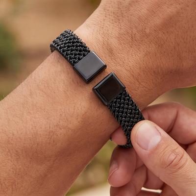 316L Çelik Siyah Halat Model Erkek Kelepçe Bileklik EBLK-414