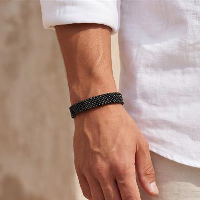 316L Çelik Siyah Halat Model Erkek Kelepçe Bileklik EBLK-414