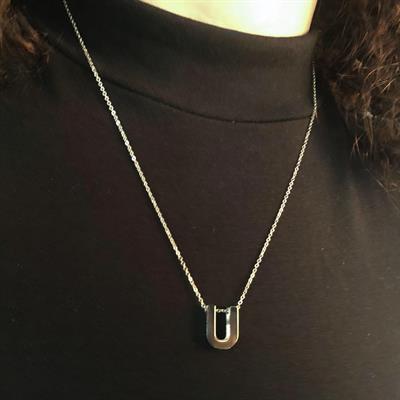 316L Çelik U Harf Kolye 55 cm KLY-555