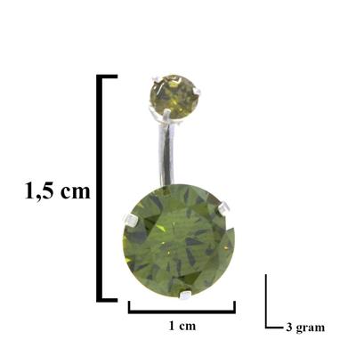 316L Çelik Yeşil Zirkon Taşlı Piercing PRC-110
