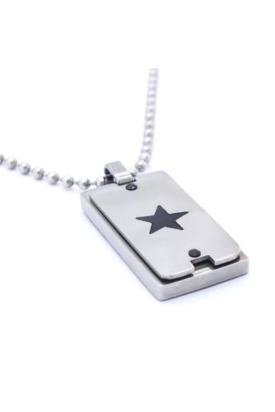 316L Çelik Yıldız Model Erkek Plaka Kolye 60 cm EKLY-128