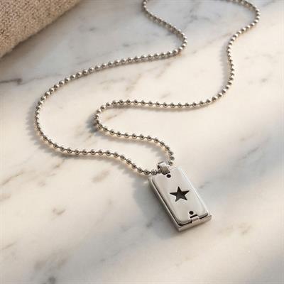 316L Çelik Yıldız Model Erkek Plaka Kolye 60 cm EKLY-128