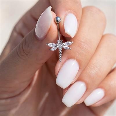 316L Çelik Yusufçuk Model Zirkon Taşlı Piercing  PRC-223