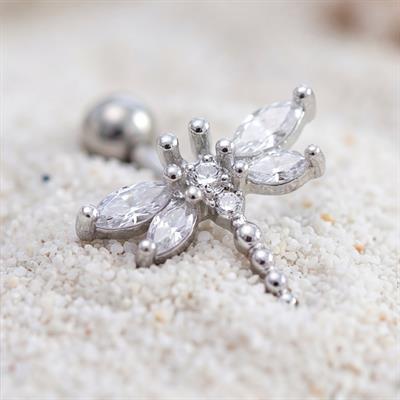 316L Çelik Yusufçuk Model Zirkon Taşlı Piercing  PRC-223