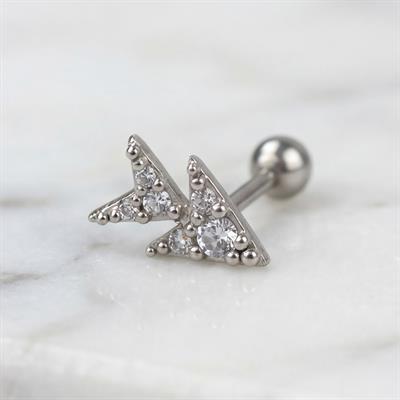 316L Çelik Zirkon Taşlı Ağaç Piercing PRC-192