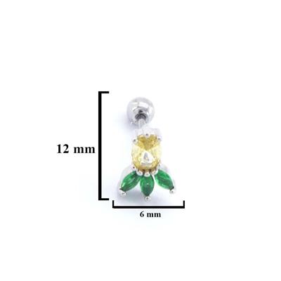 316L Çelik Zirkon Taşlı Ananas Şekilli Piercing PRC-169