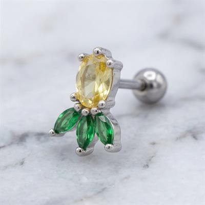 316L Çelik Zirkon Taşlı Ananas Şekilli Piercing PRC-169
