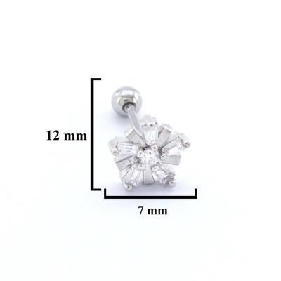 316L Çelik Zirkon Taşlı Çiçek Piercing PRC-176