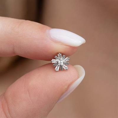 316L Çelik Zirkon Taşlı Çiçek Piercing PRC-176