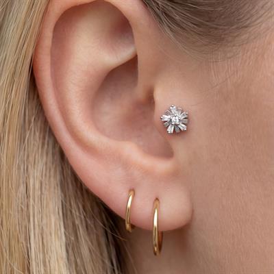 316L Çelik Zirkon Taşlı Çiçek Piercing PRC-176