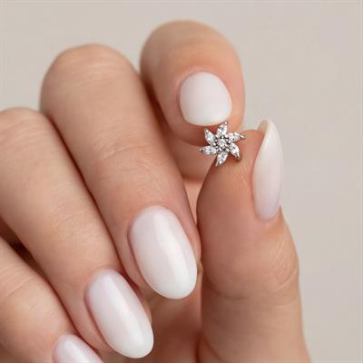 316L Çelik Zirkon Taşlı Çiçek Şekilli Piercing PRC-184