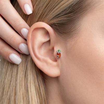 316L Çelik Zirkon Taşlı Havuç Şekilli Piercing PRC-174