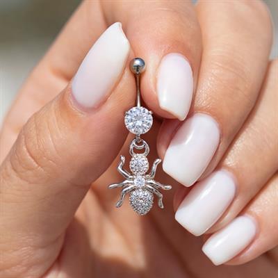 316L Çelik Zirkon Taşlı Karınca Piercing PRC-120