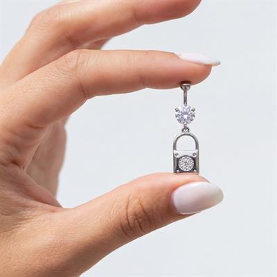 316L Çelik Zirkon Taşlı Kilit Piercing PRC-131