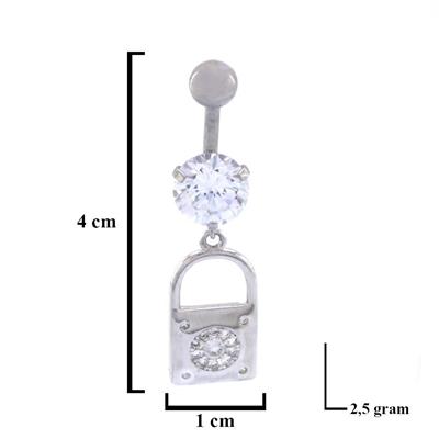 316L Çelik Zirkon Taşlı Kilit Piercing PRC-131