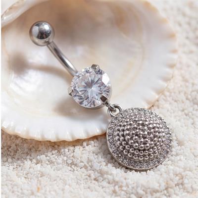 316L Çelik Zirkon Taşlı Küre Piercing PRC-135