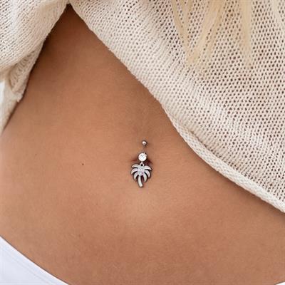 316L Çelik Zirkon Taşlı Palmiyeli Piercing PRC-134