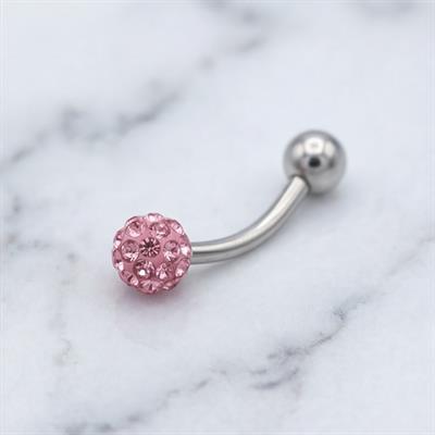 316L Çelik Zirkon Taşlı Pembe Toplu Piercing PRC-203