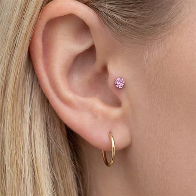 316L Çelik Zirkon Taşlı Pembe Toplu Piercing PRC-203