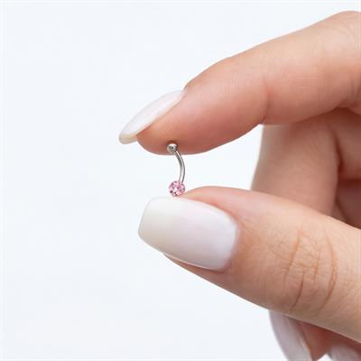 316L Çelik Zirkon Taşlı Pembe Toplu Piercing PRC-203