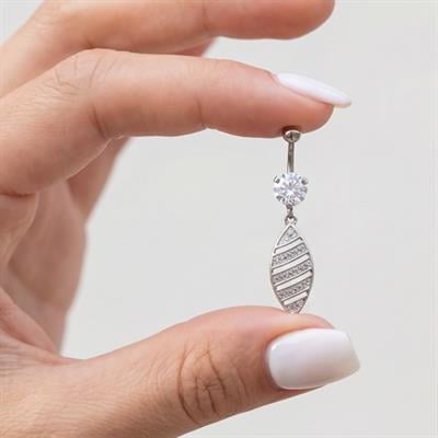 316L Çelik Zirkon Taşlı Piercing PRC-132