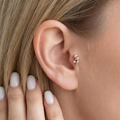 316L Çelik Zirkon Taşlı Rose Yılan Piercing PRC-157