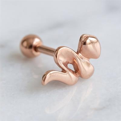 316L Çelik Zirkon Taşlı Rose Yılan Piercing PRC-157