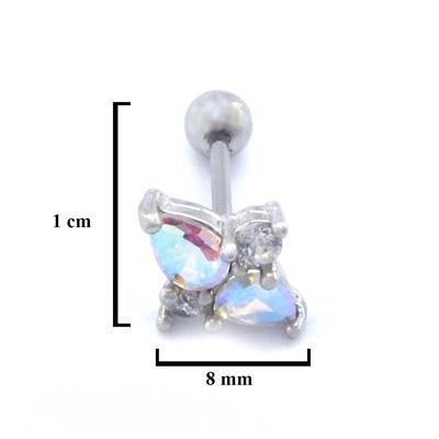 316L Çelik Zirkon Taşlı Şekilli Piercing PRC-185