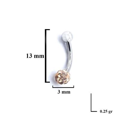 316L Çelik Zirkon Taşlı Top Piercing PRC-205