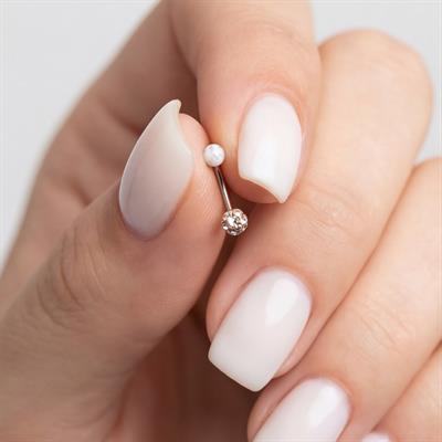 316L Çelik Zirkon Taşlı Top Piercing PRC-205
