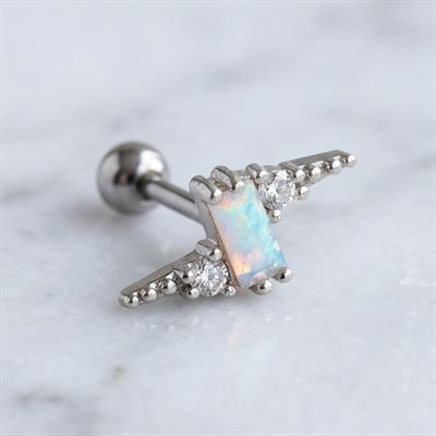 316L Çelik Zirkon Taşlı Yıldırım Şeklinde Piercing PRC-202