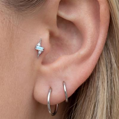 316L Çelik Zirkon Taşlı Yıldırım Şeklinde Piercing PRC-202