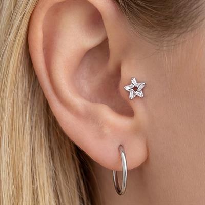 316L Çelik Zirkon Taşlı Yıldız Şekilli Piercing PRC-173