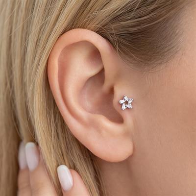 316L Çelik Zirkon Taşlı Yıldız Şekilli Piercing PRC-173