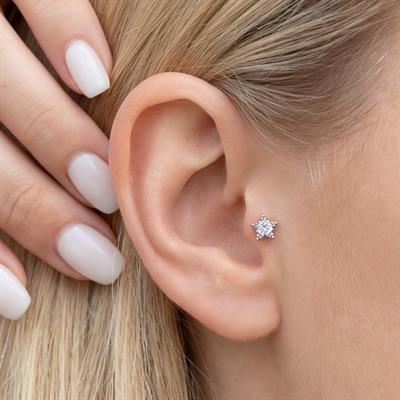 316L Çelik Zirkon Taşlı Yıldız Şekilli Piercing PRC-177