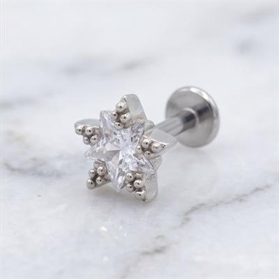 316L Çelik Zirkon Taşlı Yıldız Şekilli Piercing PRC-177