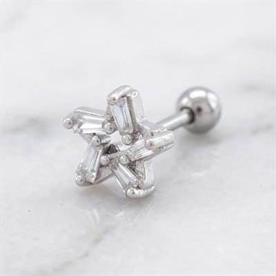 316L Çelik Zirkon Taşlı Yıldız Şekilli Piercing PRC-173