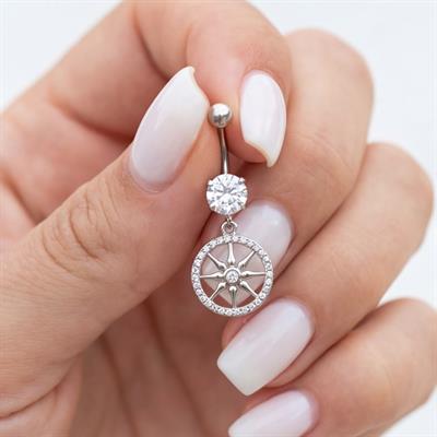 316L Çelik Zirkon Taşlı Yıldızlı Piercing PRC-133