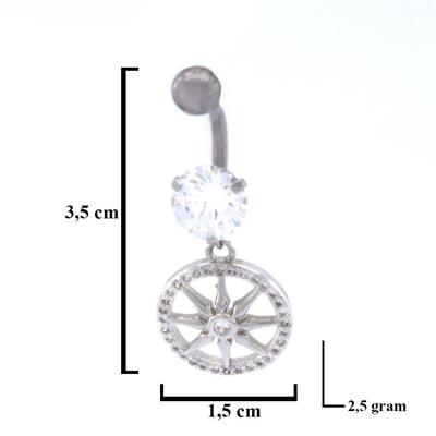 316L Çelik Zirkon Taşlı Yıldızlı Piercing PRC-133