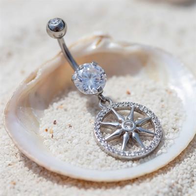 316L Çelik Zirkon Taşlı Yıldızlı Piercing PRC-133