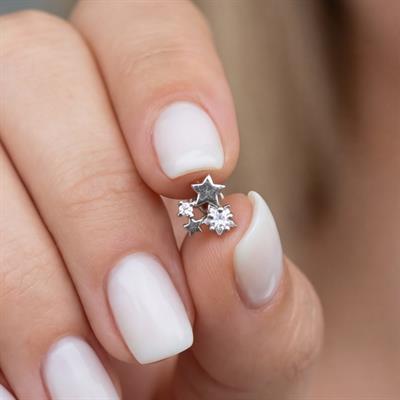 316L Çelik Zirkon Taşlı Yıldızlı Piercing PRC-195