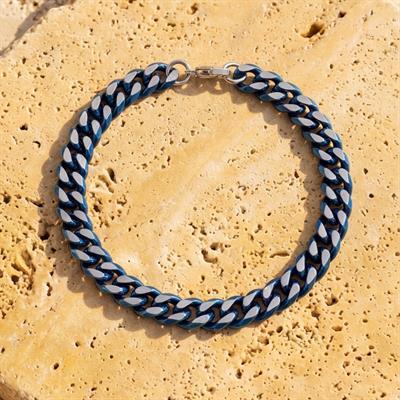 316L Erkek Çelik Bileklik Lacivert Spor Zincir Bileklik EBLK-462