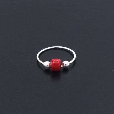 925 Ayar Gümüş Yuvarlak Kırmızı Taşlı Hızma HZ-108