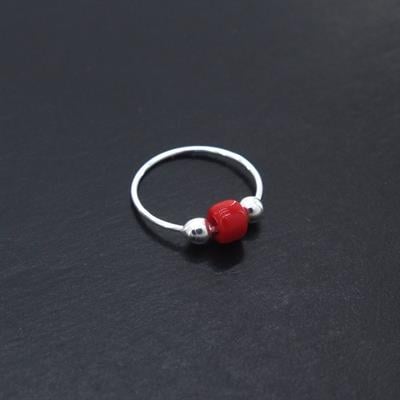 925 Ayar Gümüş Yuvarlak Kırmızı Taşlı Hızma HZ-108