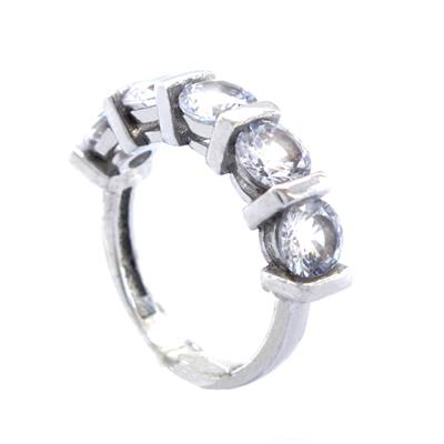 925 Ayar Gümüş Zirkon Baget Taşlı 5 Taş Kadın Yüzük GKY-119