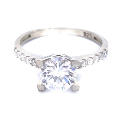 925 Ayar Gümüş Zirkon Baget Taşlı Tek Taş Kadın Yüzük GKY-169