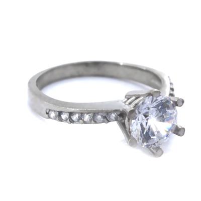 925 Ayar Gümüş Zirkon Baget Tek Taş Kadın Yüzük GKY-123