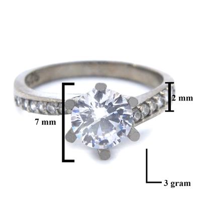 925 Ayar Gümüş Zirkon Baget Tek Taş Kadın Yüzük GKY-123